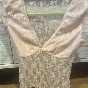 Kimchi Blue Pink Lace Chemise with Delicate Floral Patterns